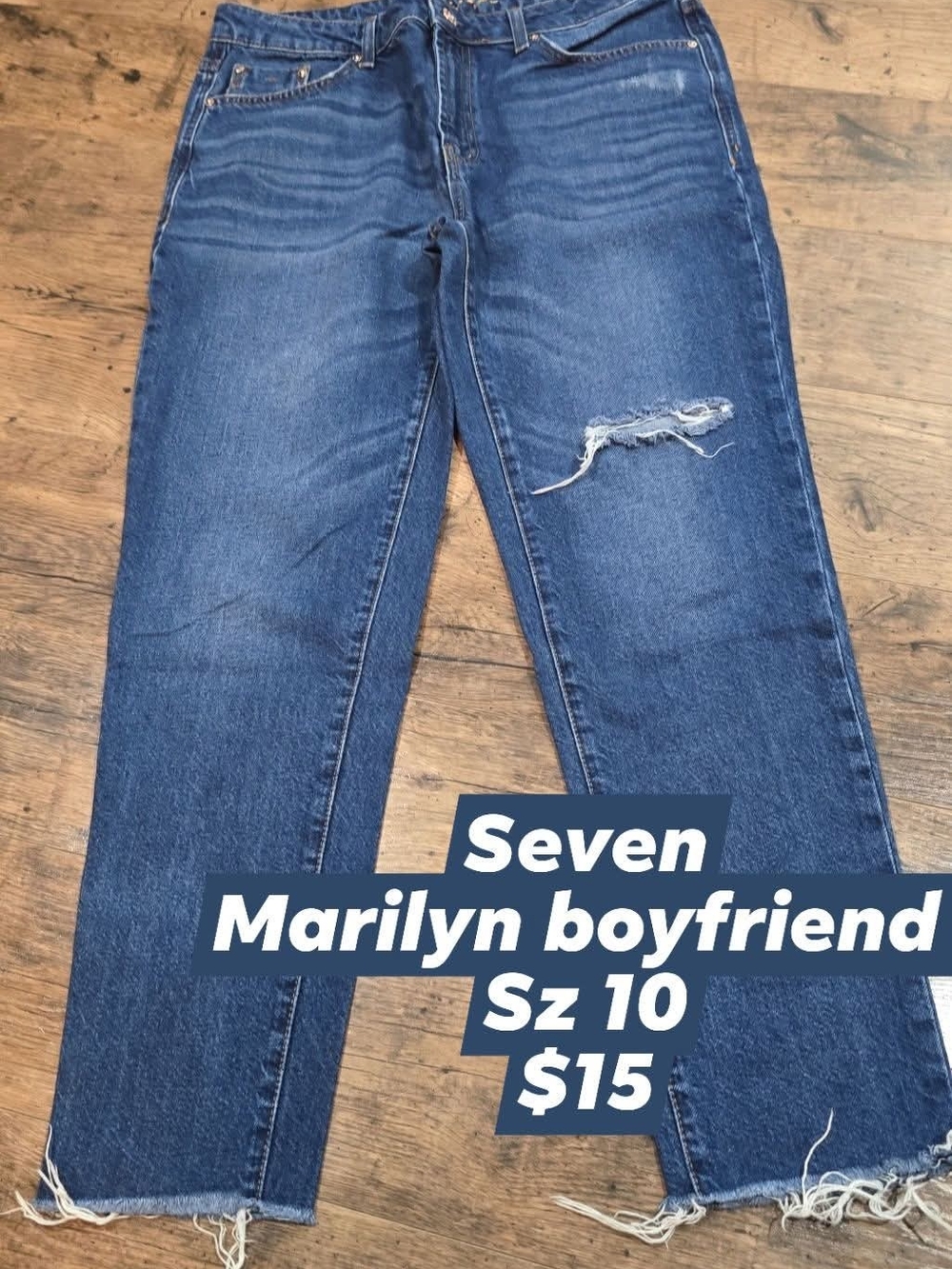 Seven7 Relaxed Boyfriend Jeans - Dark Blue Wash